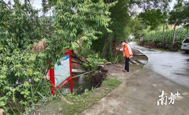 路基出現(xiàn)塌陷，人大代表豎立警示提醒。